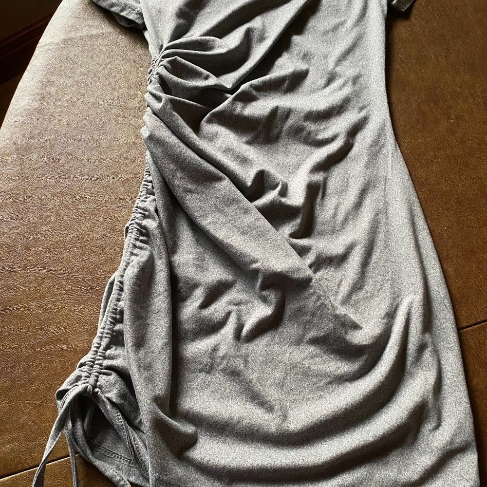 Soft Gray Ruched Dress Size Small - Picture 6 of 8